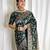 Green soft silk blend banarasi jacuard work designer party wear saree with unstitched blouse piece