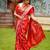 Red soft silk blend banarasi jacuard work designer party wear saree with unstitched blouse piece