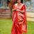 Red soft silk blend banarasi jacuard work designer party wear saree with unstitched blouse piece