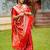 Red soft silk blend banarasi jacuard work designer party wear saree with unstitched blouse piece