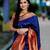 Blue red soft silk blend banarasi jacuard work designer party wear saree with unstitched blouse piece