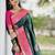 Green pink soft silk blend banarasi jacuard work designer party wear saree with unstitched blouse piece