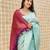 Sky blue wine soft silk blend banarasi jacuard work designer party wear saree with unstitched blouse piece