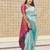 Sky blue wine soft silk blend banarasi jacuard work designer party wear saree with unstitched blouse piece