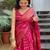Pink soft silk blend banarasi jacuard work designer party wear saree with unstitched blouse piece