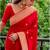 Red soft silk blend banarasi jacuard work designer party wear saree with unstitched blouse piece