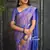 Blue soft silk blend banarasi jacuard work designer party wear saree with unstitched blouse piece