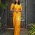 Yellow soft silk blend banarasi jacuard work designer party wear saree with unstitched blouse piece
