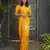 Yellow soft silk blend banarasi jacuard work designer party wear saree with unstitched blouse piece