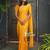Yellow soft silk blend banarasi jacuard work designer party wear saree with unstitched blouse piece
