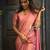 Baby pink soft silk blend banarasi jacuard work designer party wear saree with unstitched blouse piece