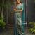 Turquoise soft silk blend banarasi jacuard work designer party wear saree with unstitched blouse piece