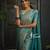 Turquoise soft silk blend banarasi jacuard work designer party wear saree with unstitched blouse piece
