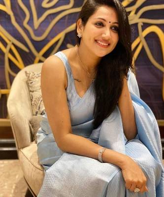 Sky blue silk blend banarasi saree with unstitched blouse piece 2