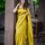 Yellow soft silk blend banarasi jacuard work designer party wear saree with unstitched blouse piece