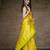 Yellow soft silk blend banarasi jacuard work designer party wear saree with unstitched blouse piece