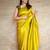 Yellow soft silk blend banarasi jacuard work designer party wear saree with unstitched blouse piece