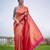 Red soft silk blend banarasi jacuard work designer party wear saree with unstitched blouse piece