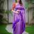Purple soft silk blend banarasi jacuard work designer party wear saree with unstitched blouse piece