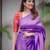 Purple soft silk blend banarasi jacuard work designer party wear saree with unstitched blouse piece