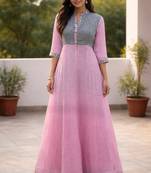 Pink linen long dress