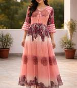 Orange print long dress