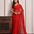 Red hand embroidered chiffon saree
