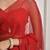 Red hand embroidered chiffon saree