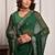 Green hand embellished pittan work chiffon saree