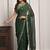Green hand embellished pittan work chiffon saree