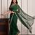 Green hand embellished pittan work chiffon saree