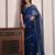 Blue hand embellished mukaish work chiffon saree