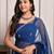 Blue hand embellished mukaish work chiffon saree