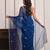 Blue hand embellished mukaish work chiffon saree