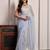 Grey hand embellished sequins work chiffon saree