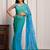 Blue & green shaded hand embellished chiffon saree