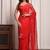 Red shaded hand embellished chiffon saree