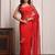 Red shaded hand embellished chiffon saree