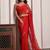 Red shaded hand embellished chiffon saree