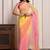 Yellow & peach shaded hand embellished chiffon saree