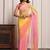Yellow & peach shaded hand embellished chiffon saree
