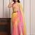 Yellow & peach shaded hand embellished chiffon saree