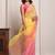 Yellow & peach shaded hand embellished chiffon saree