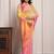 Yellow & peach shaded hand embellished chiffon saree