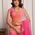 Pink & peach shaded hand embellished chiffon saree