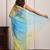 Yellow & blue shaded hand embellished chiffon saree