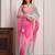 Pink & green shaded hand embellished chiffon saree