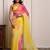 Yellow & pink shaded hand embellished chiffon saree