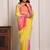 Yellow & pink shaded hand embellished chiffon saree