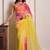 Yellow & pink shaded hand embellished chiffon saree